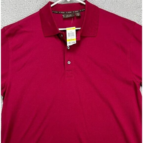 Tasso Elba Shirt Mens Medium Claret Red Pima Cotton Golf Polo 5 Iron Rugby NEW
